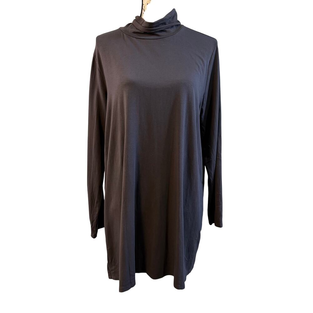Eileen Fisher Jersey Knit Dress Dark Gray Long Sleeve Stretch Basic XL